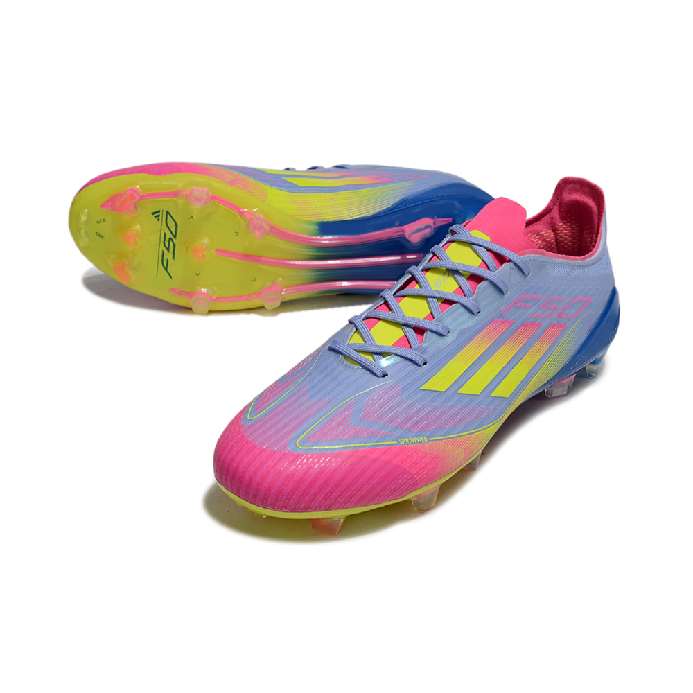 Chuteira Campo Adidas F50 FG Azul e Rosa 