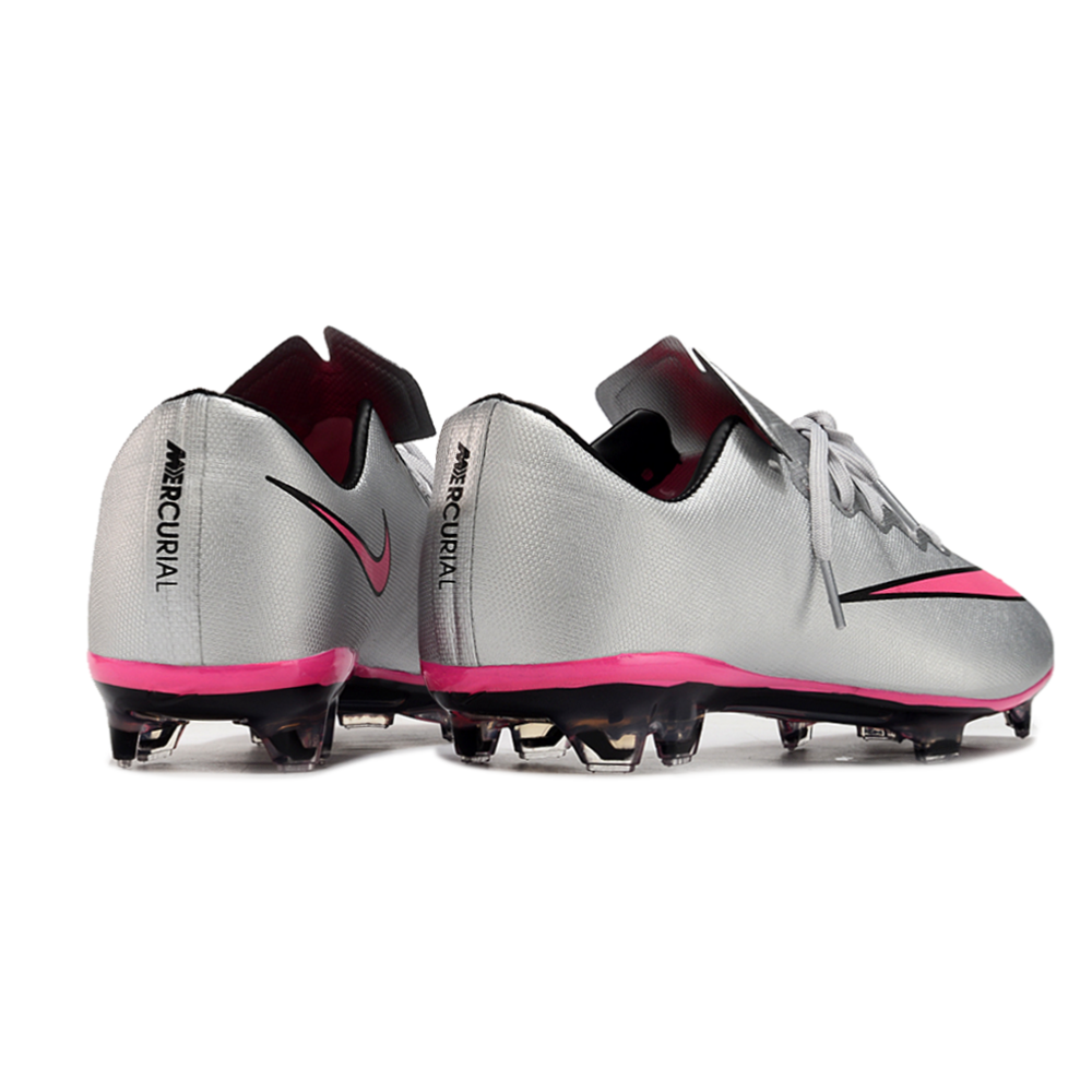 Chuteira Campo Nike Retrô Mercurial Vapor 10 FG Prata e Rosa
