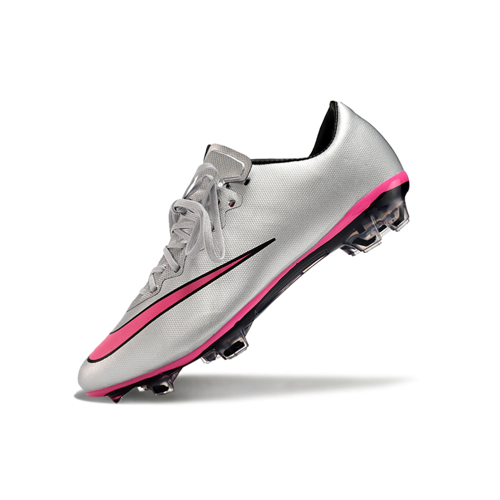 Chuteira Campo Nike Retrô Mercurial Vapor 10 FG Prata e Rosa