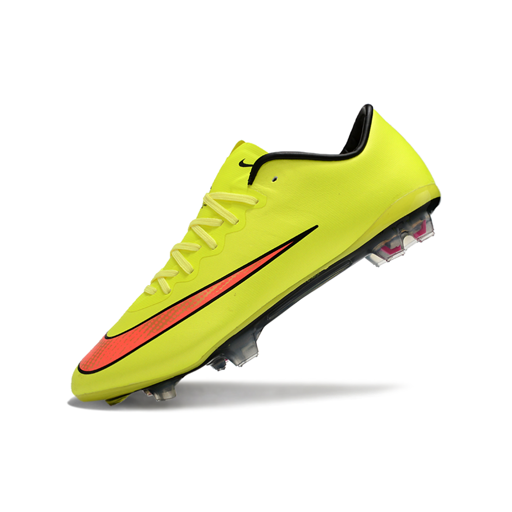 Chuteira Campo Nike Retrô Mercurial Vapor 10 FG Verde Neon e Laranja