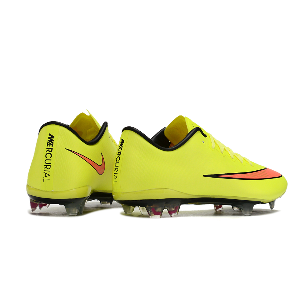 Chuteira Campo Nike Retrô Mercurial Vapor 10 FG Verde Neon e Laranja