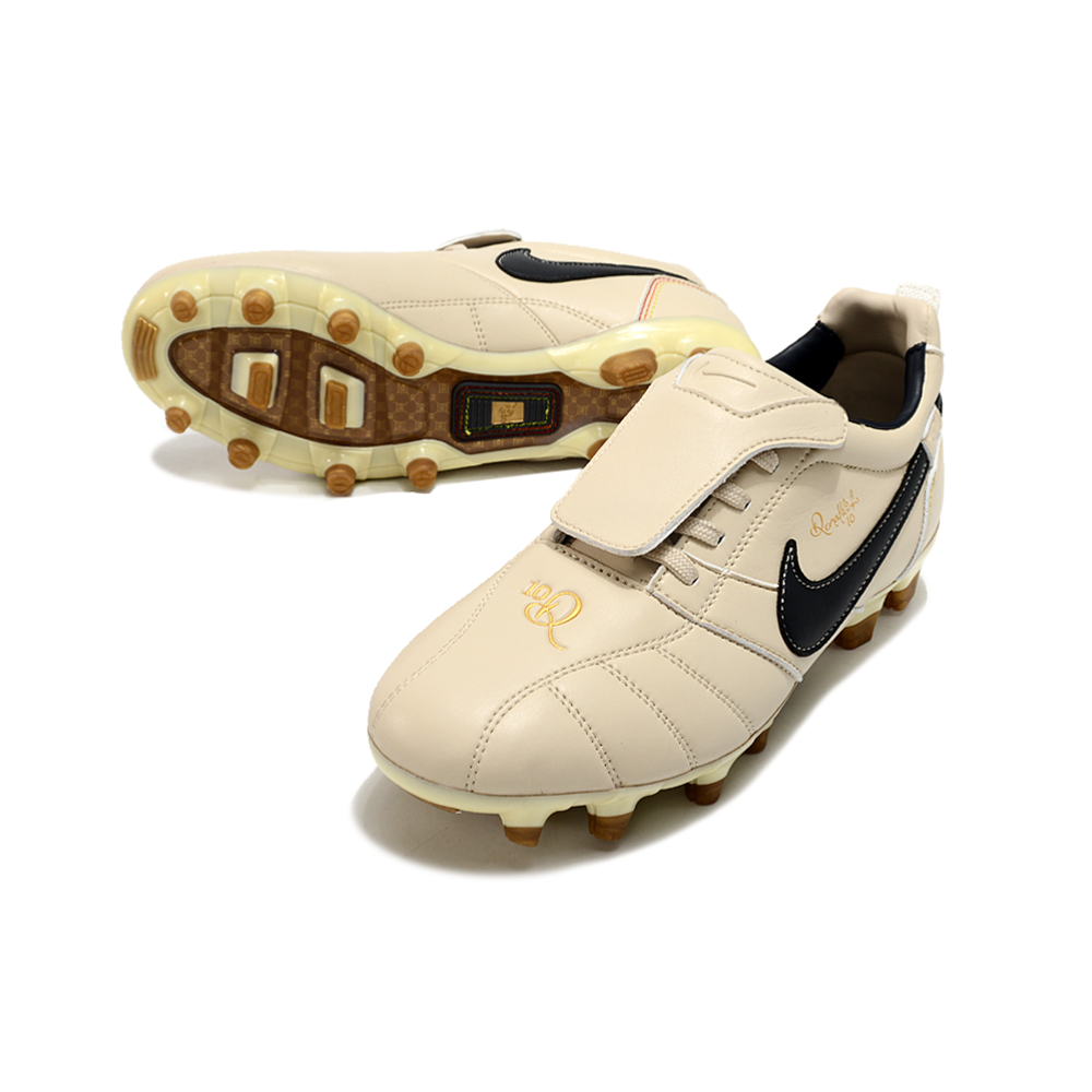 Chuteira Campo Nike Retrô Tiempo Legend R10 Elite Bege e Preta
