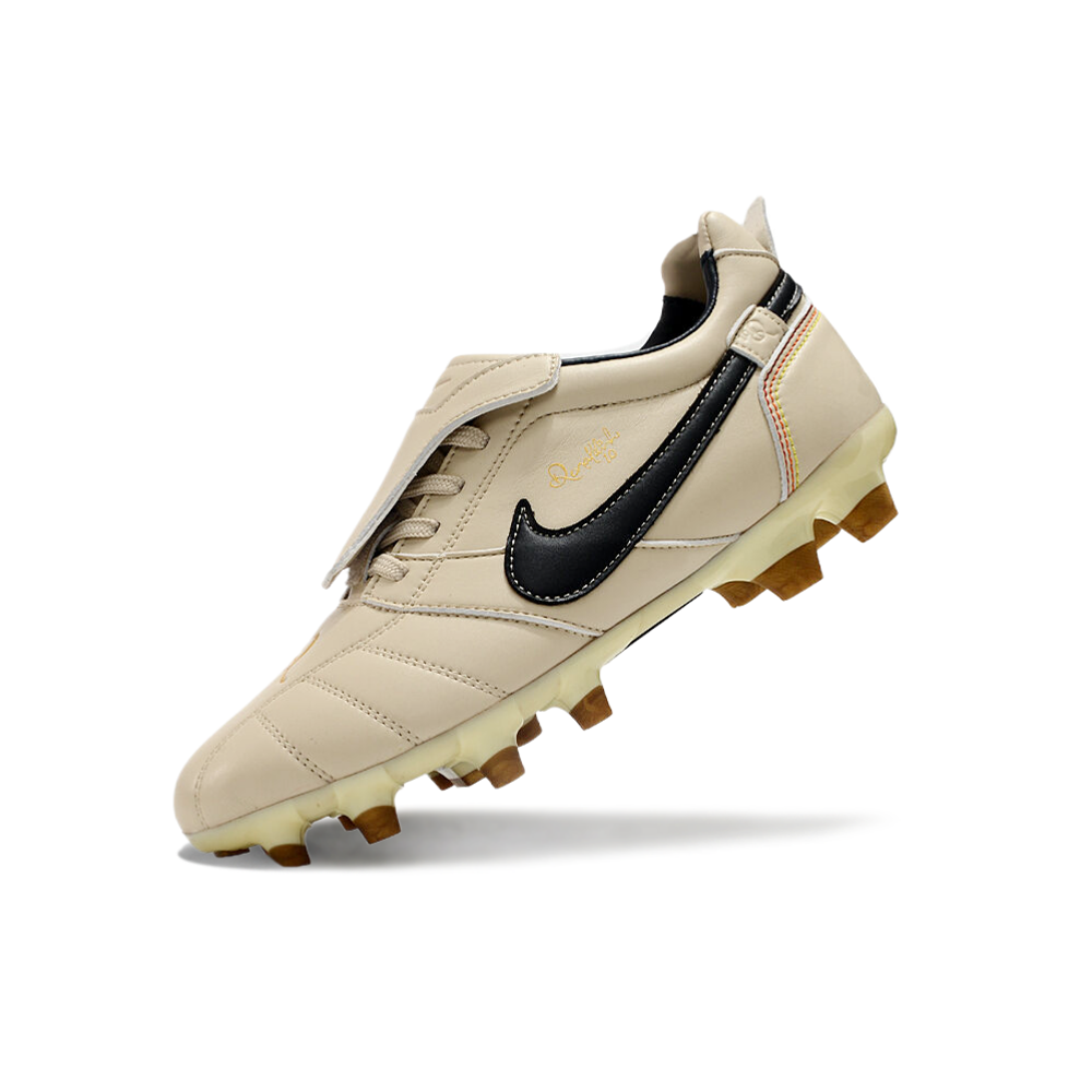 Chuteira Campo Nike Retrô Tiempo Legend R10 Elite Bege e Preta
