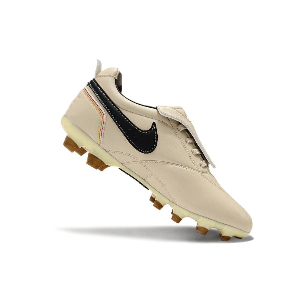 Chuteira Campo Nike Retrô Tiempo Legend R10 Elite Bege e Preta