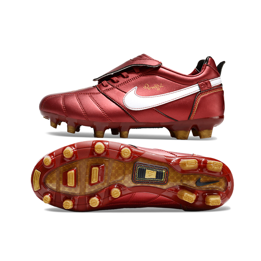Chuteira Campo Nike Retrô Tiempo Legend R10 Elite Vermelha e Branca