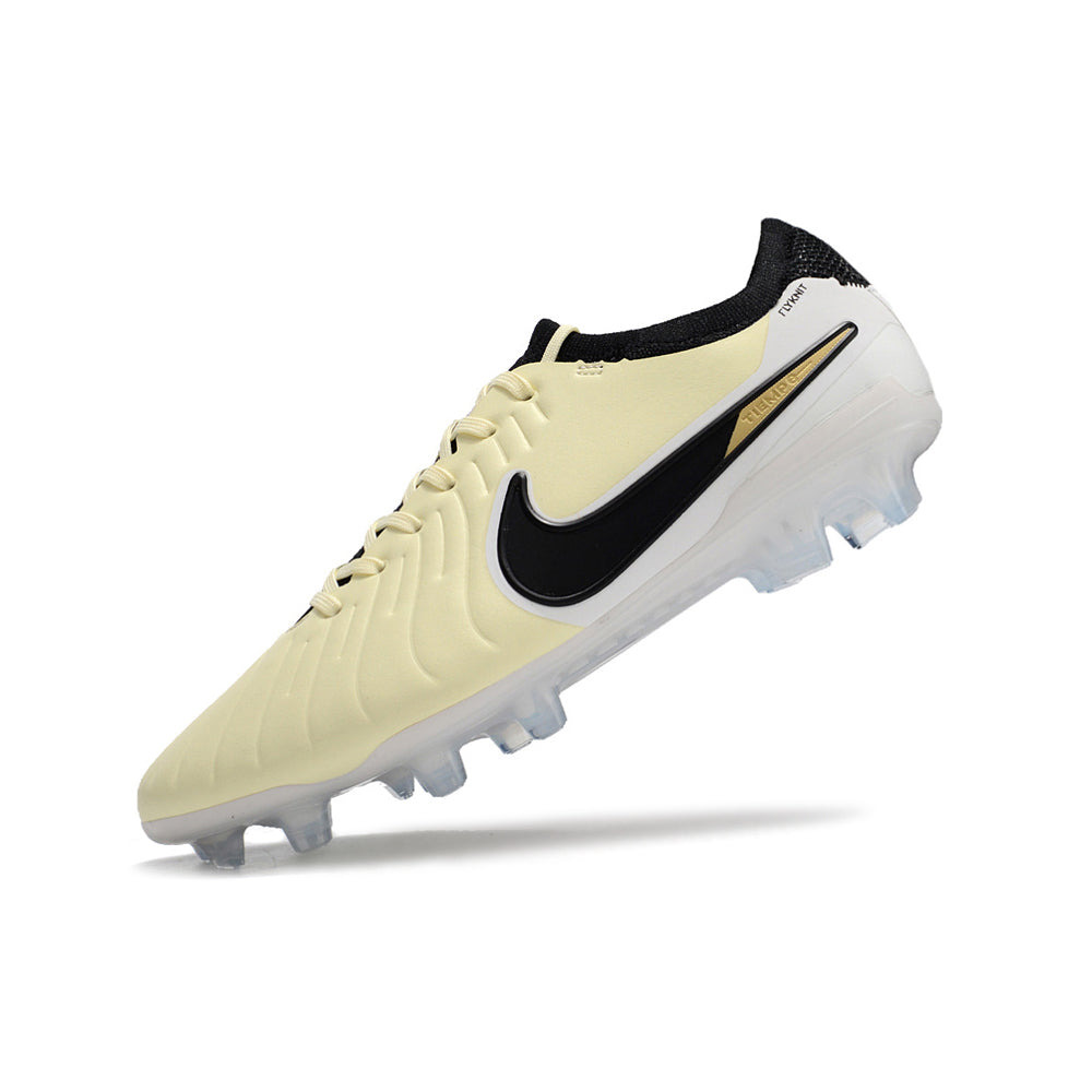 Chuteira Campo Nike Tiempo Legend 10 Elite FG Bege e Branca 