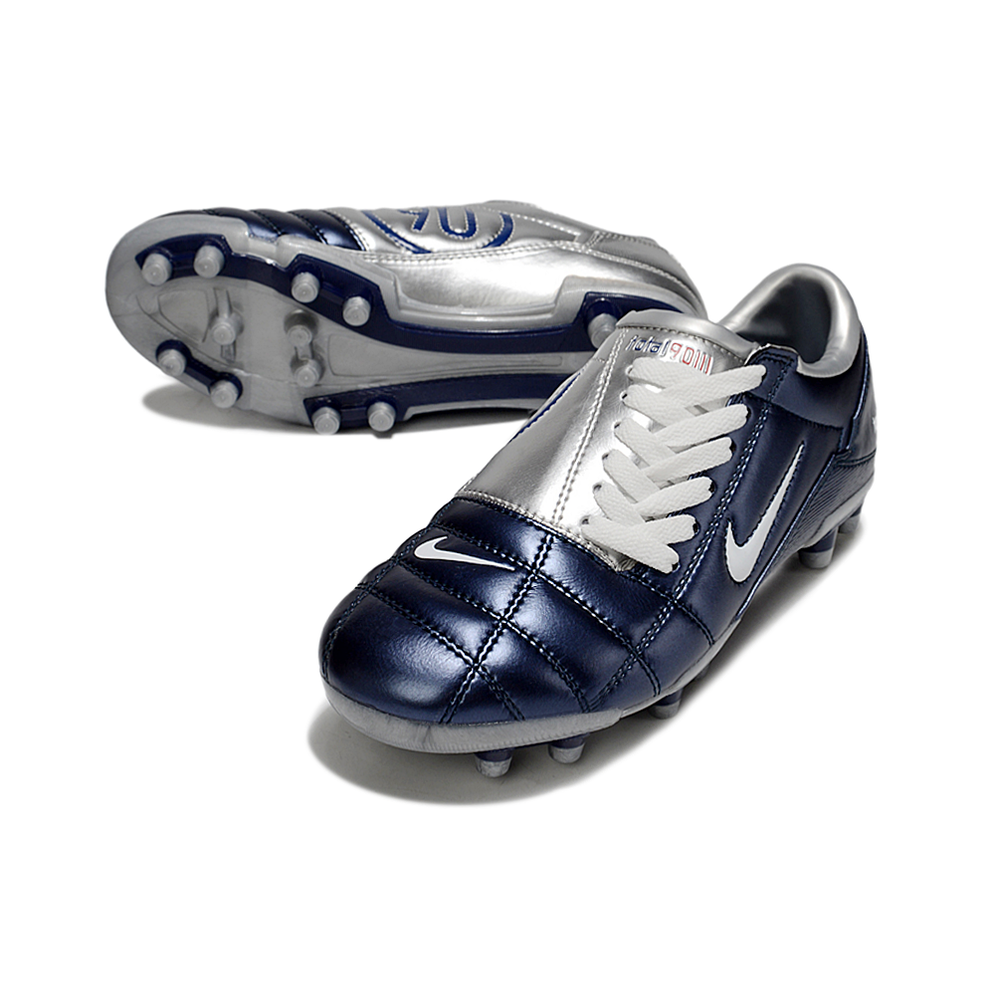 Chuteira Campo Nike Total 90 FG Azul e Prata
