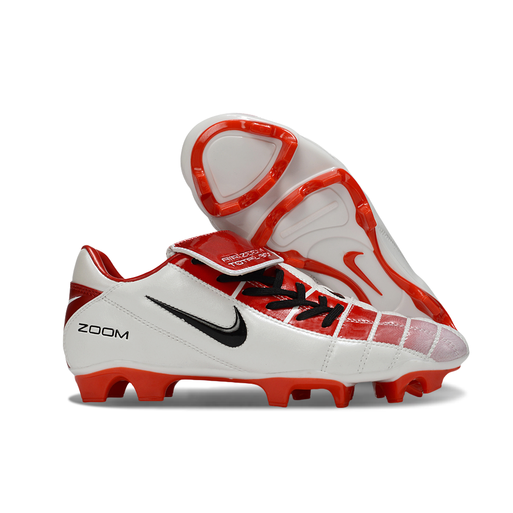 Chuteira Campo Nike Total 90 FG Branca e Vermelha