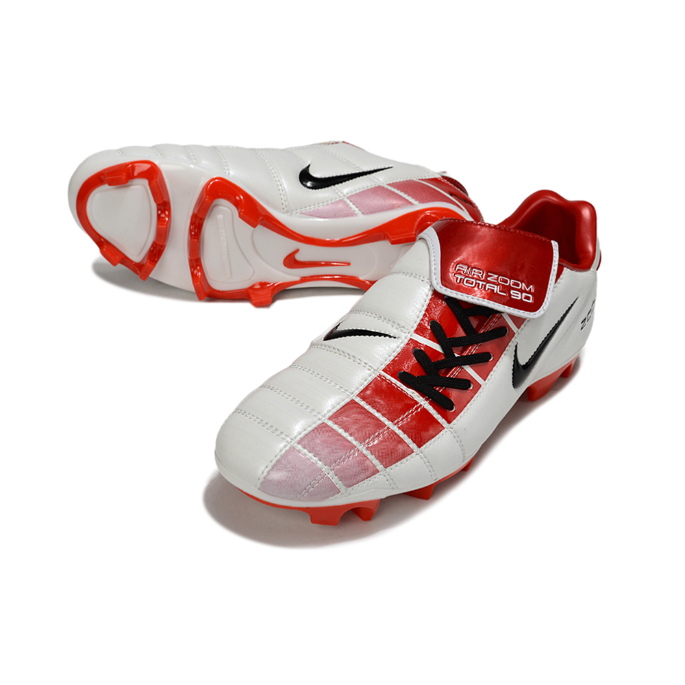 Chuteira Campo Nike Total 90 FG Branca e Vermelha