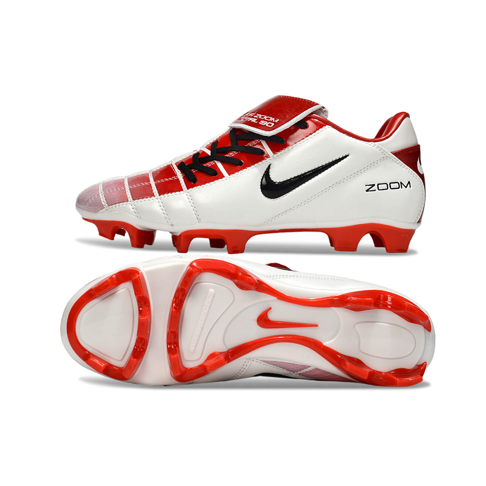Chuteira Campo Nike Total 90 FG Branca e Vermelha