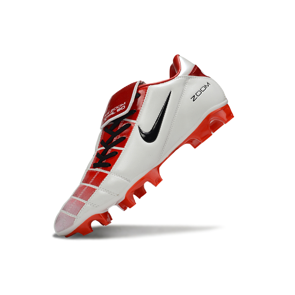 Chuteira Campo Nike Total 90 FG Branca e Vermelha