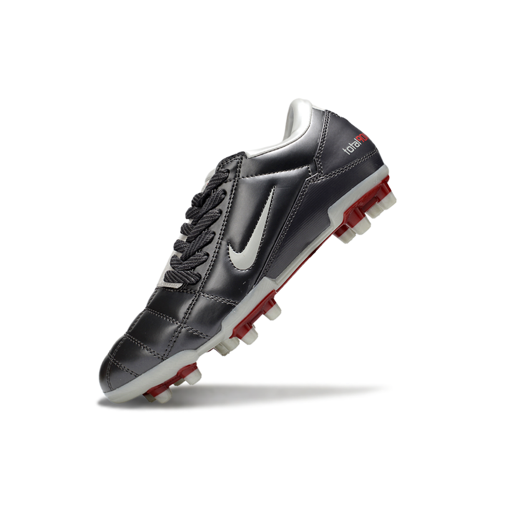 Chuteira Campo Nike Total 90 FG Cinza, Branco e Vermelho