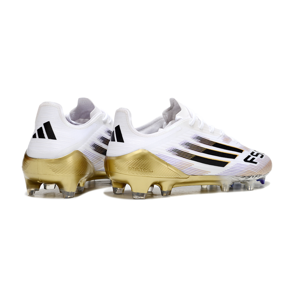 Chuteira Campo Adidas F50 FG Branca e Dourada