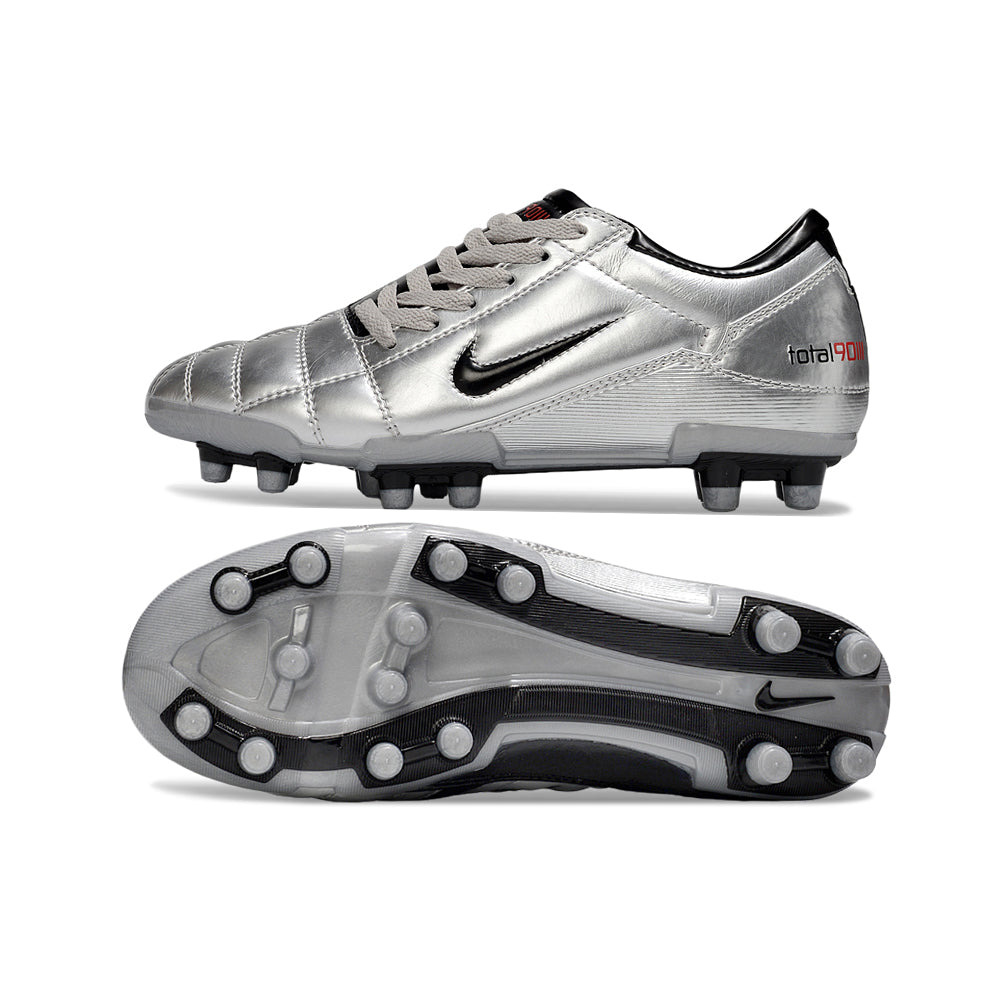 Chuteira Campo Nike Total 90 FG Prata e Preto