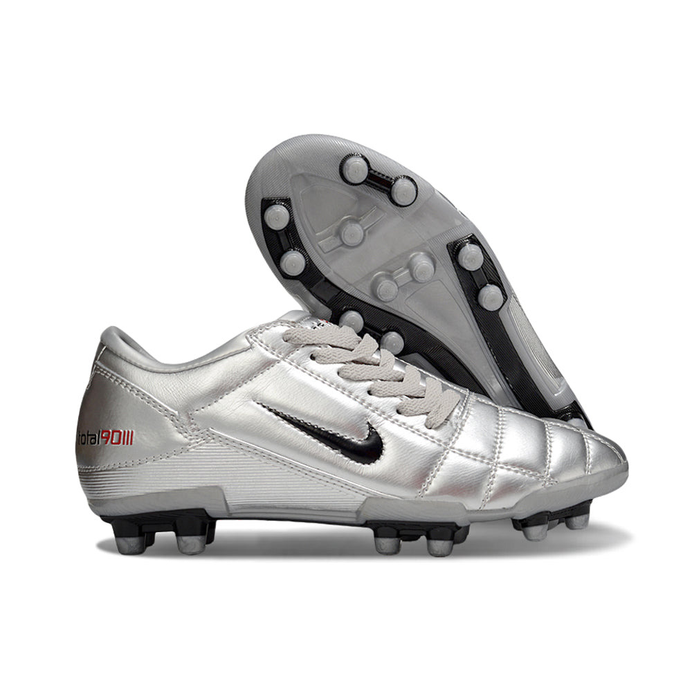 Chuteira Campo Nike Total 90 FG Prata e Vermelha