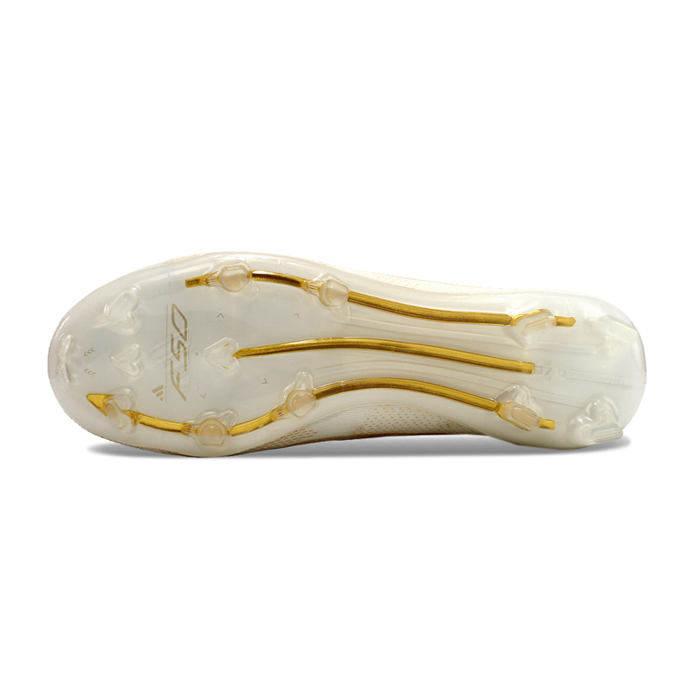 Chuteira Campo Adidas F50 FG Branca e Dourada 