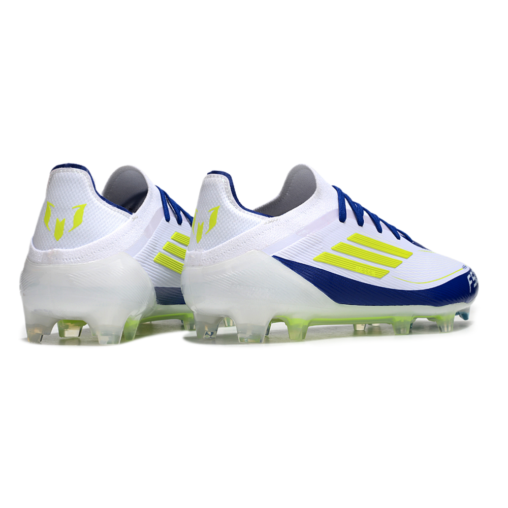 Chuteira Campo Adidas F50 FG Branca, Azul e Verde