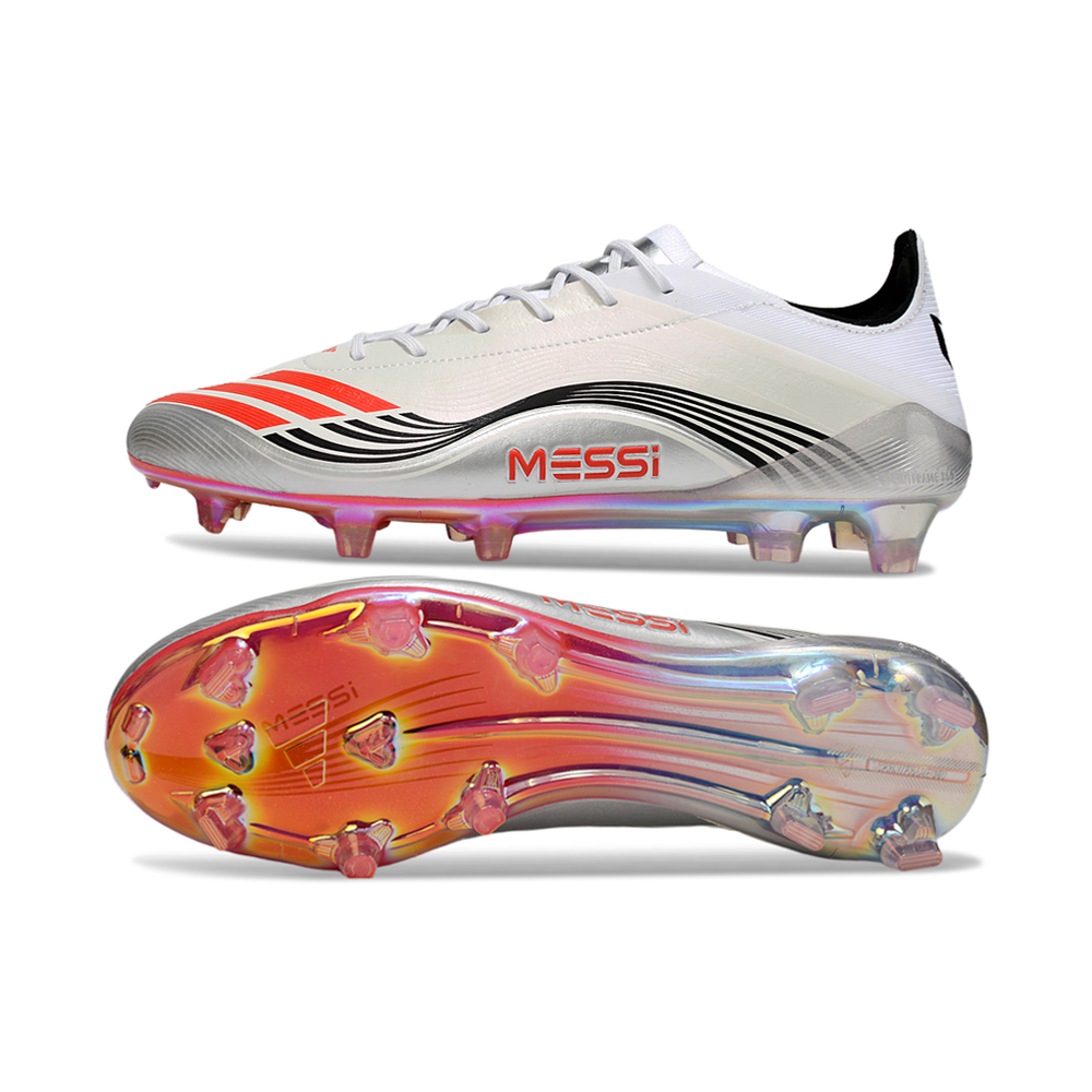 Chuteira Campo Adidas F50 FG Branco, Vermelho e Preto 