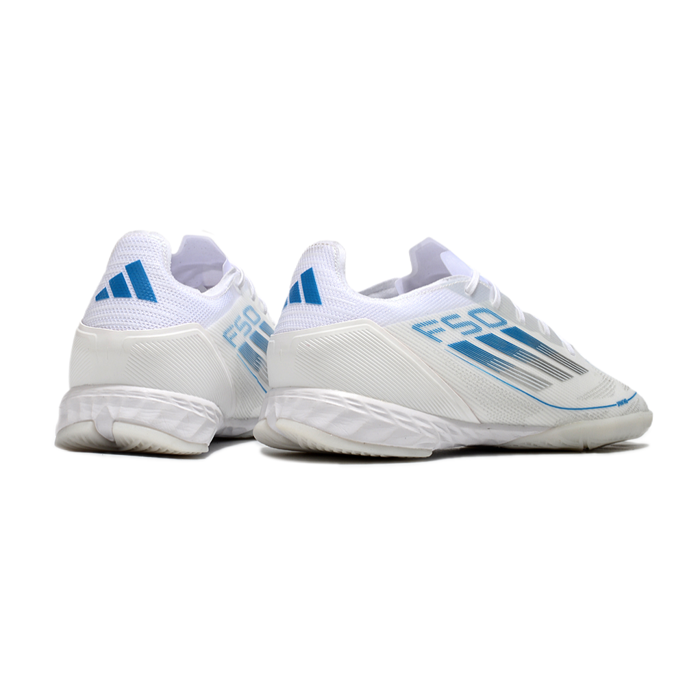 Chuteira Futsal Adidas F50 IC Branca e Azul 