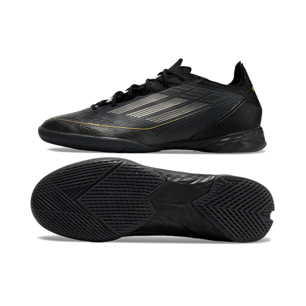 Chuteira Futsal Adidas F50 IC Preto e Dourado 