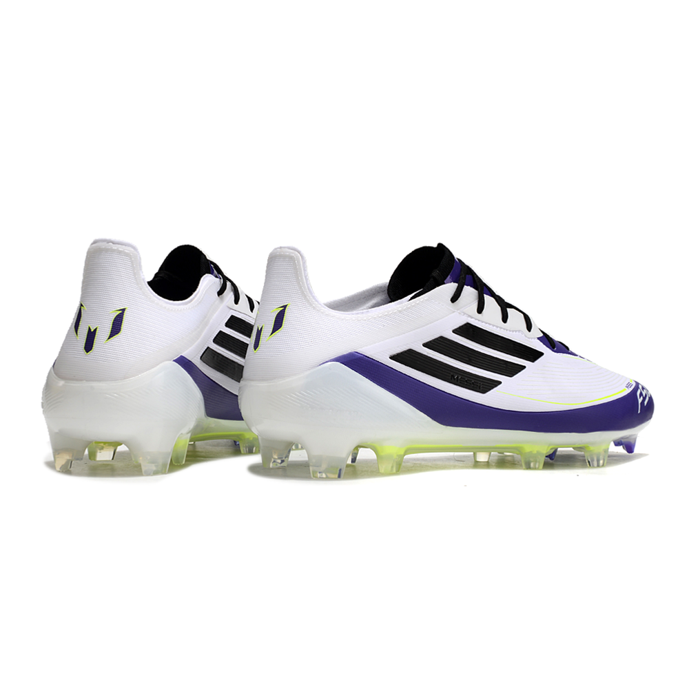 Chuteira Campo Adidas F50 FG Messi Branca, Roxa e Verde 