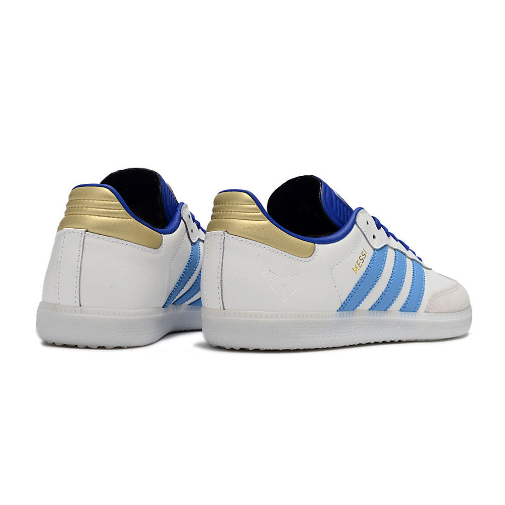 Chuteira Futsal Adidas Lionel Messi x Samba IC Branco, Azul e Dourado