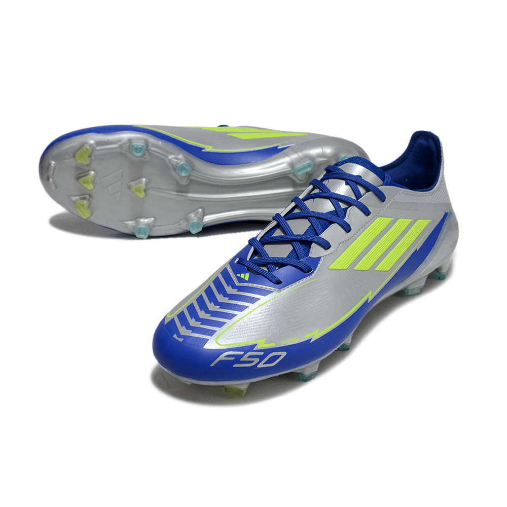 Chuteira Campo Adidas F50 FG Prata, Azul e Verde