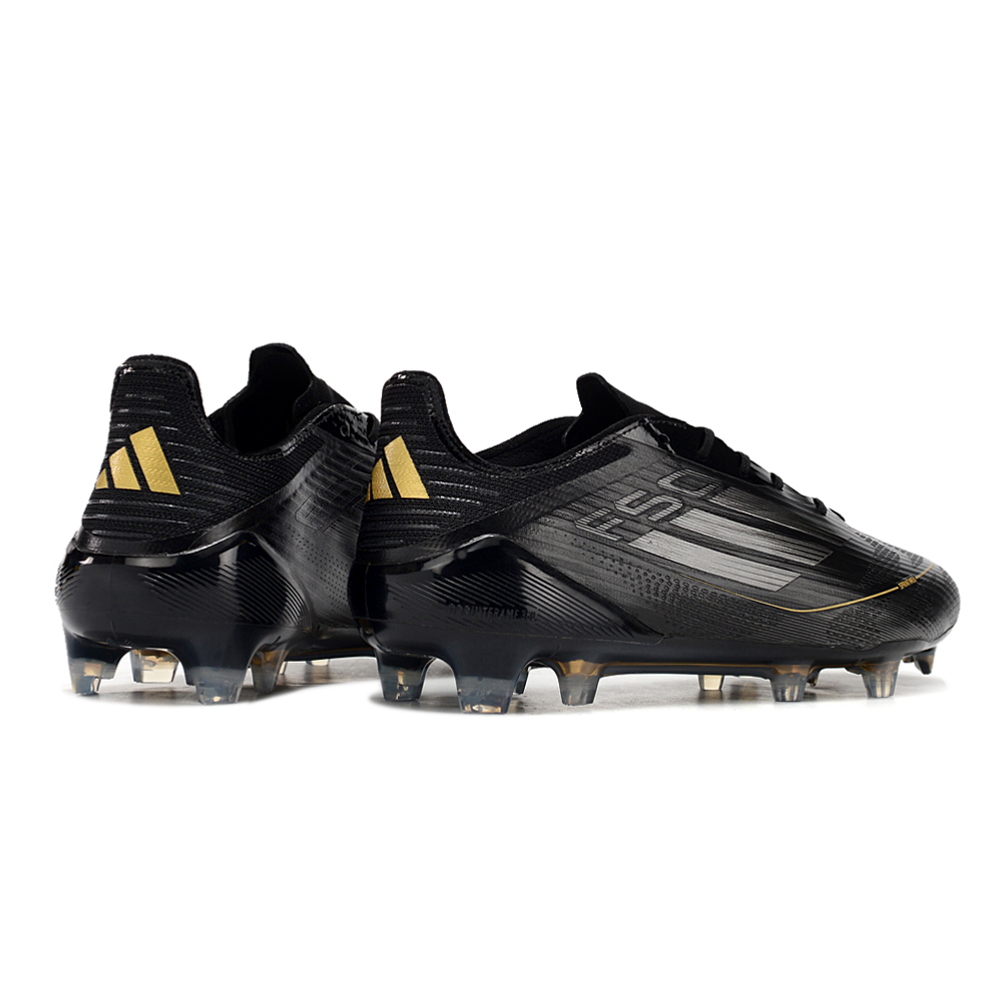 Chuteira Campo Adidas F50 FG Preta, Branca e Dourada 