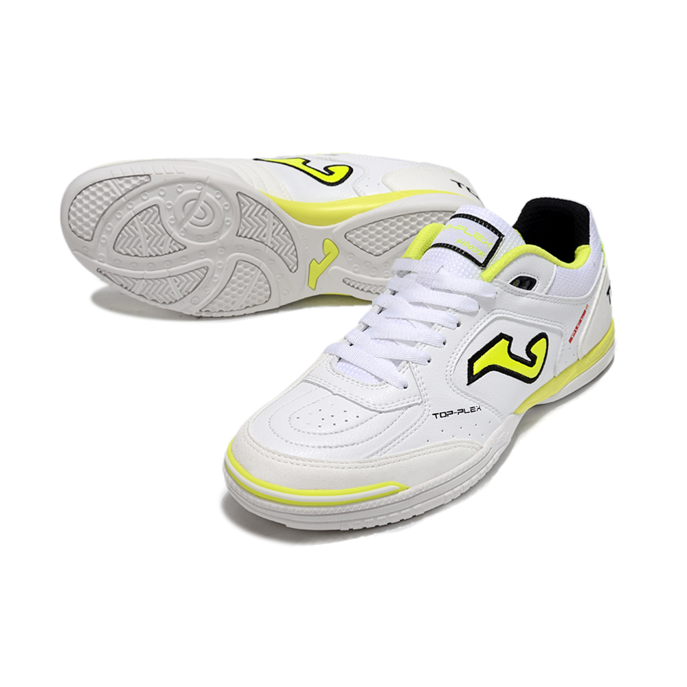 Chuteira Futsal Joma Top Flex Rebound IC Branca e Amarelo