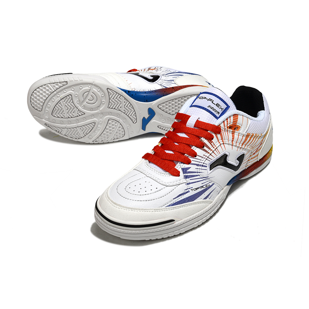 Chuteira Futsal Joma Top Flex Rebound IC Branco e Vermelho