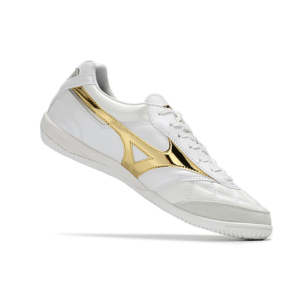 Chuteira Futsal Mizuno Morelia Sala IC Branca e Dourada