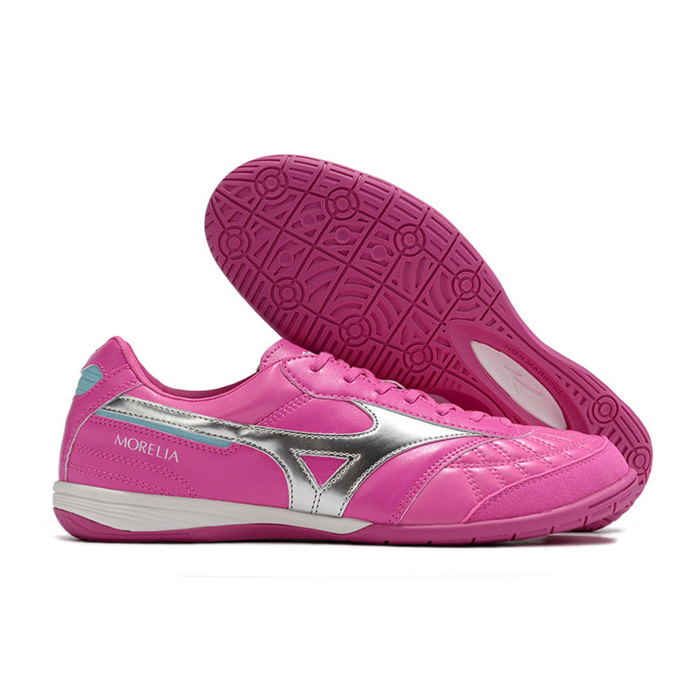 Chuteira Futsal Mizuno Morelia Sala IC Rosa e Prata