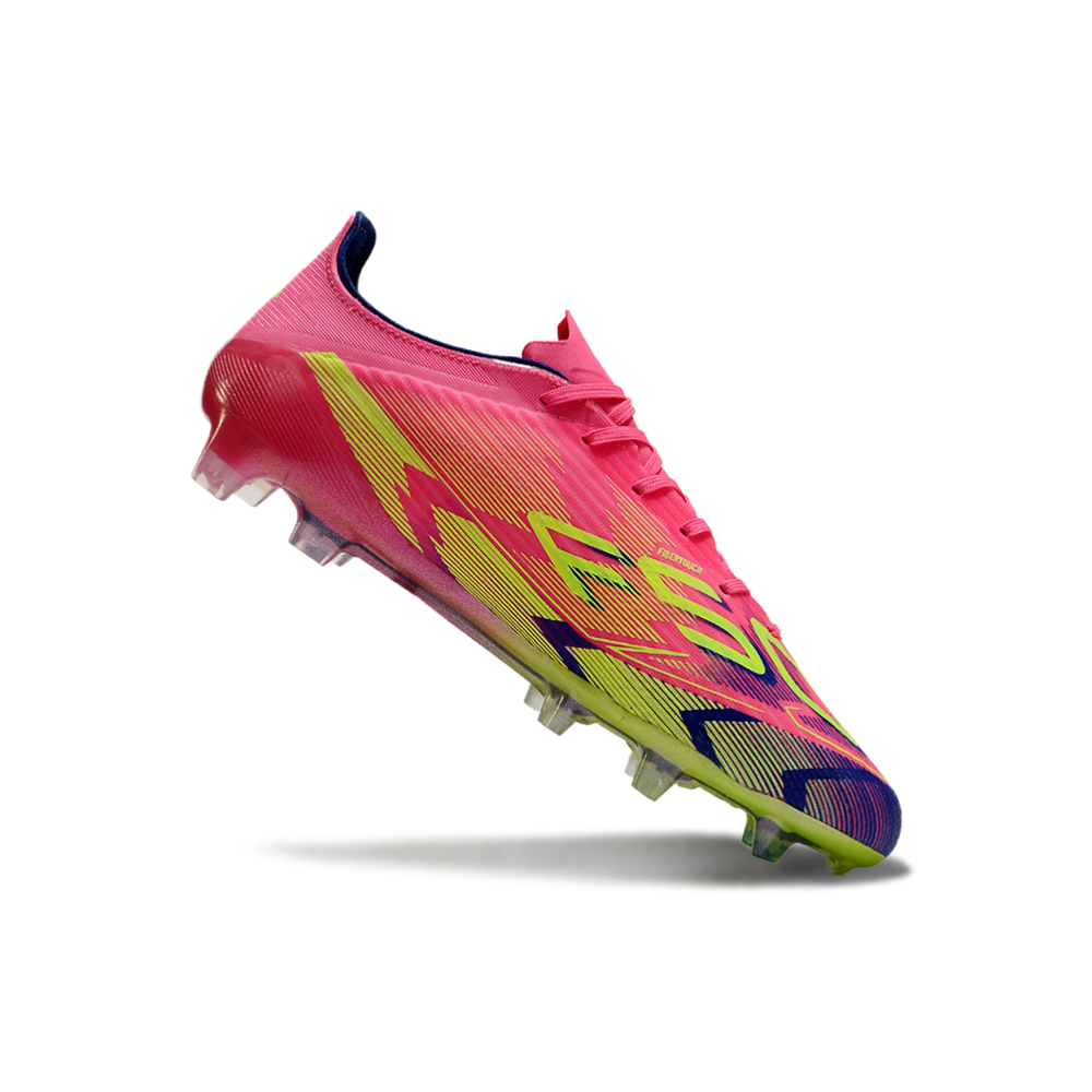 Chuteira Campo Adidas F50 FG Rosa, Azul e Verde