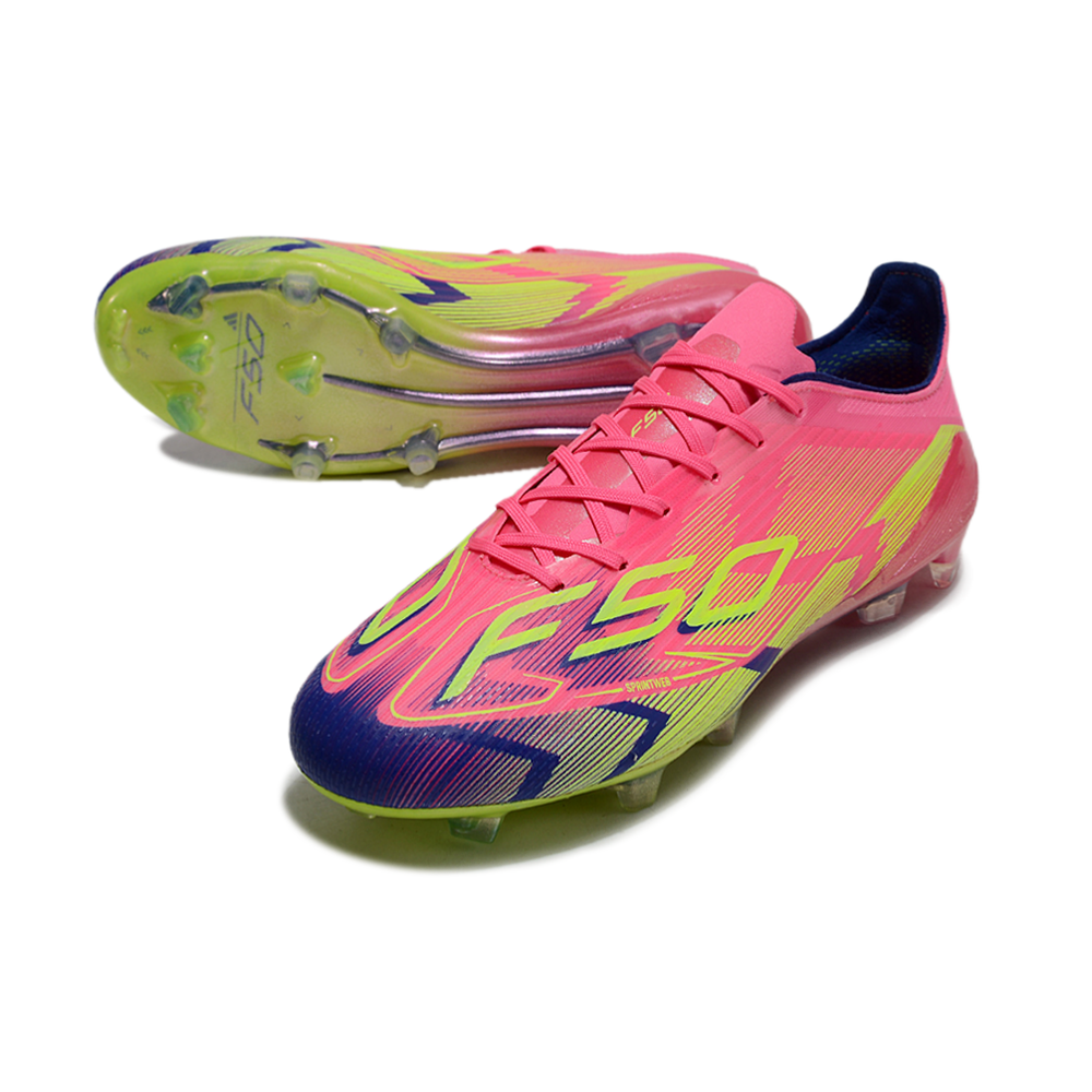 Chuteira Campo Adidas F50 FG Rosa, Azul e Verde