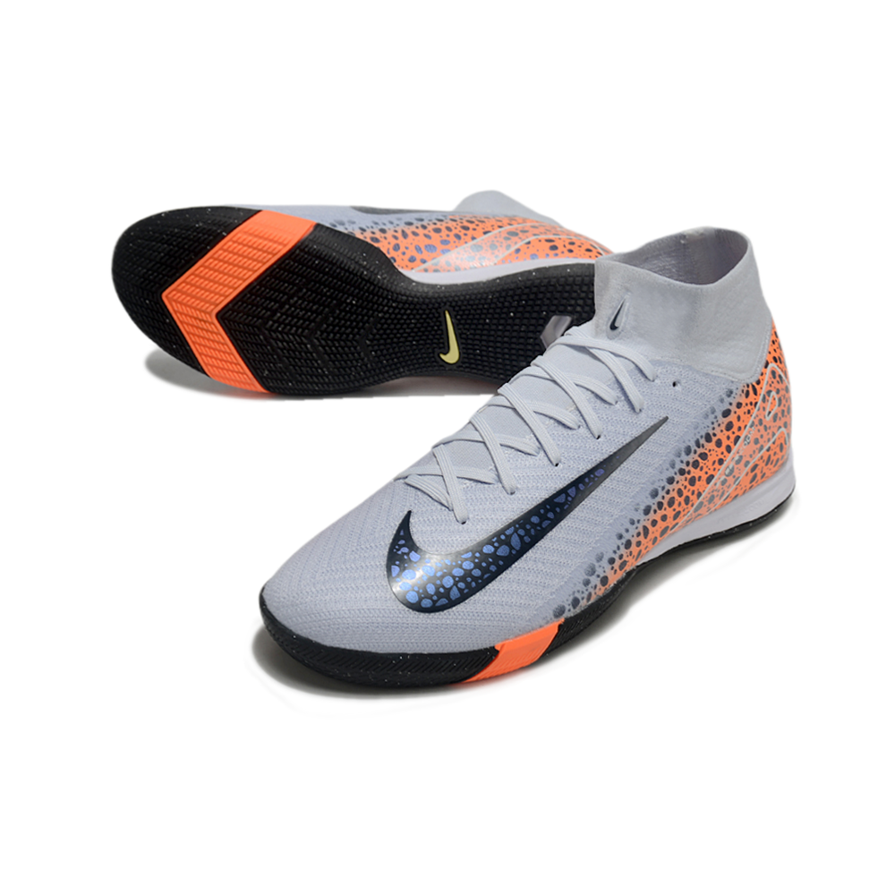 Chuteira Futsal Nike Air Zoom Mercurial Superfly 10 Elite IC Branca, Laranja e Preto