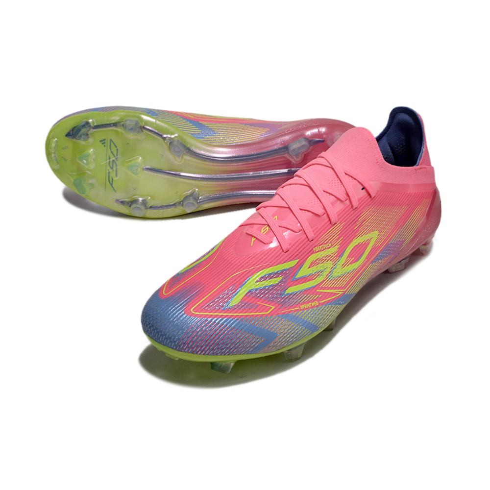 Chuteira Campo Adidas F50 FG Rosa, Verde e Azul