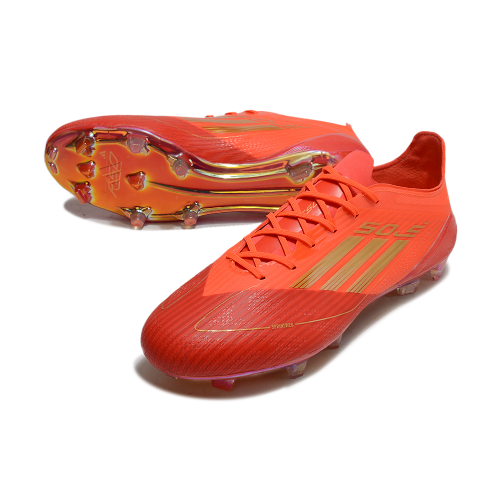 Chuteira Campo Adidas F50 FG Vermelha e Dourado