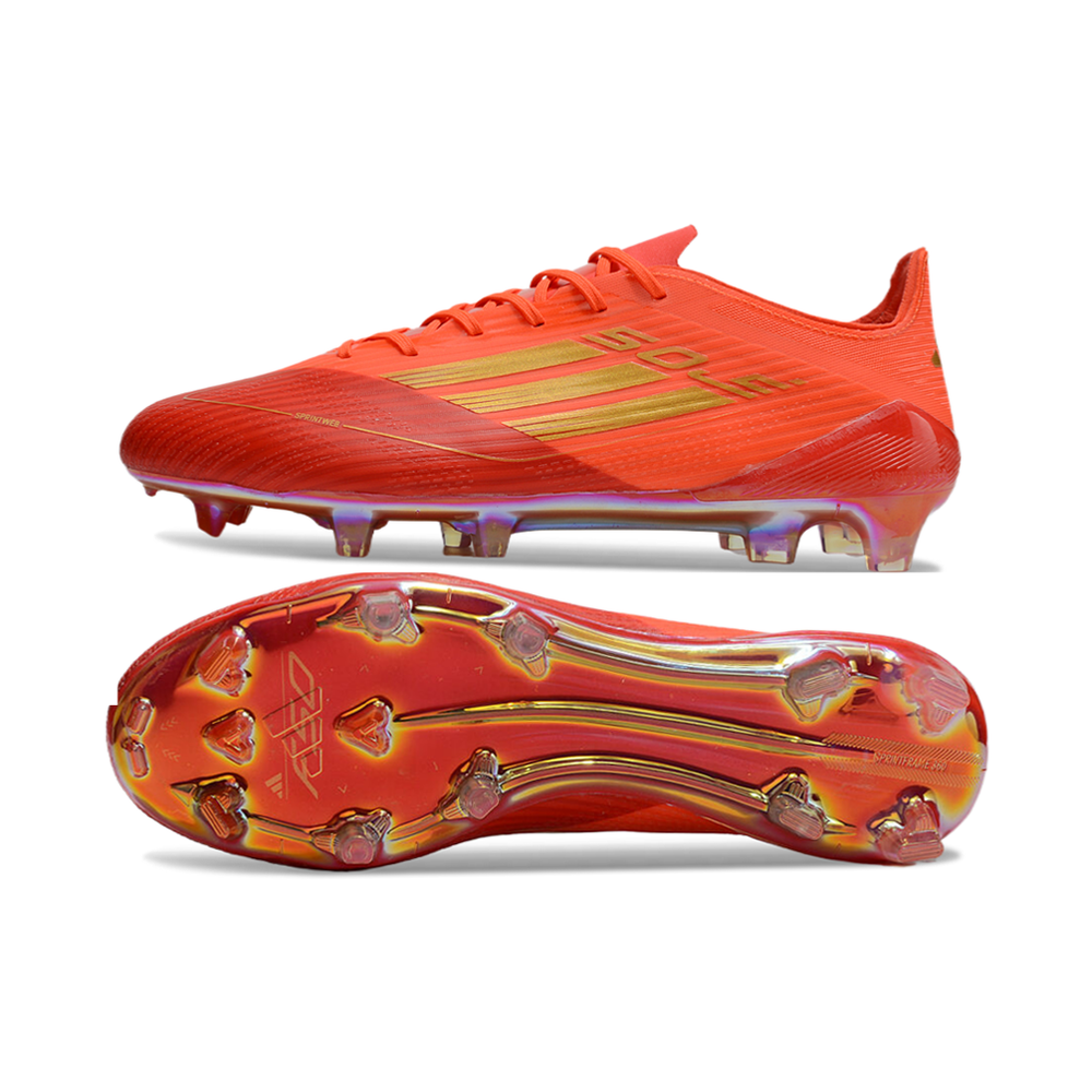 Chuteira Campo Adidas F50 FG Vermelha e Dourado