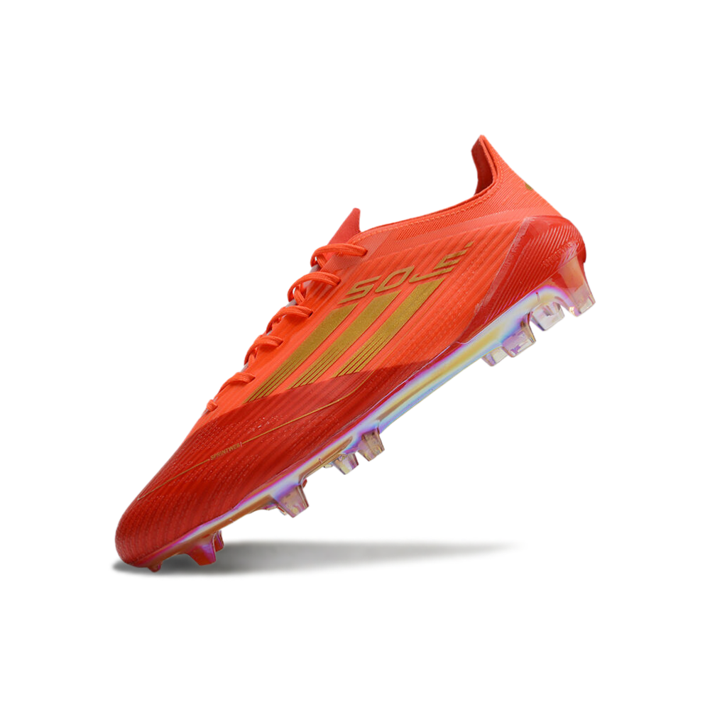 Chuteira Campo Adidas F50 FG Vermelha e Dourado