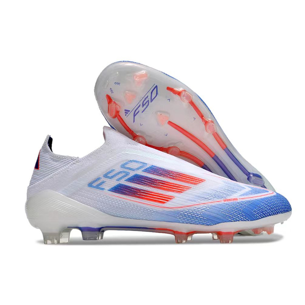 Chuteira Campo Adidas F50 LL FG Branca, Azul e Vermelha 
