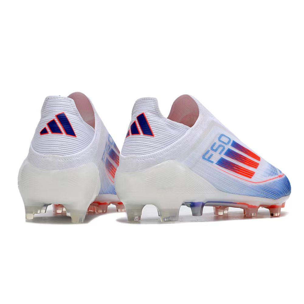 Chuteira Campo Adidas F50 LL FG Branca, Azul e Vermelha 