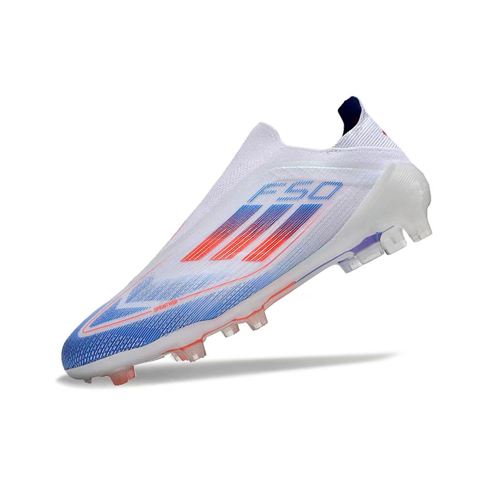 Chuteira Campo Adidas F50 LL FG Branca, Azul e Vermelha 