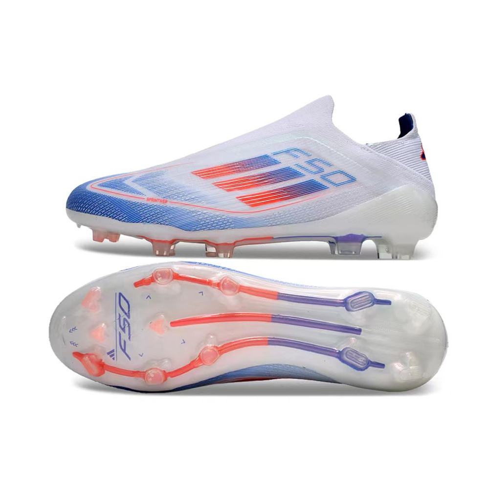Chuteira Campo Adidas F50 LL FG Branca, Azul e Vermelha 