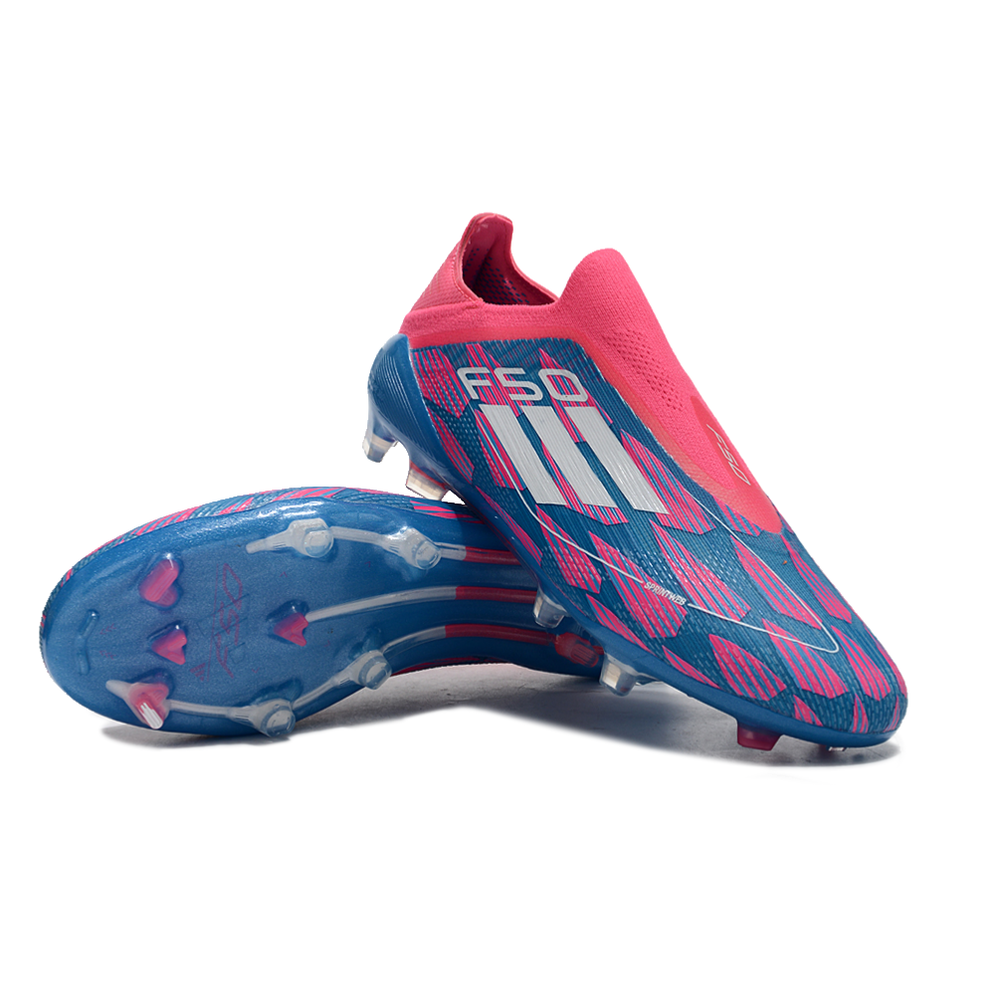 Chuteira Campo Adidas F50 LL FG Rosa, Azul e Branco 