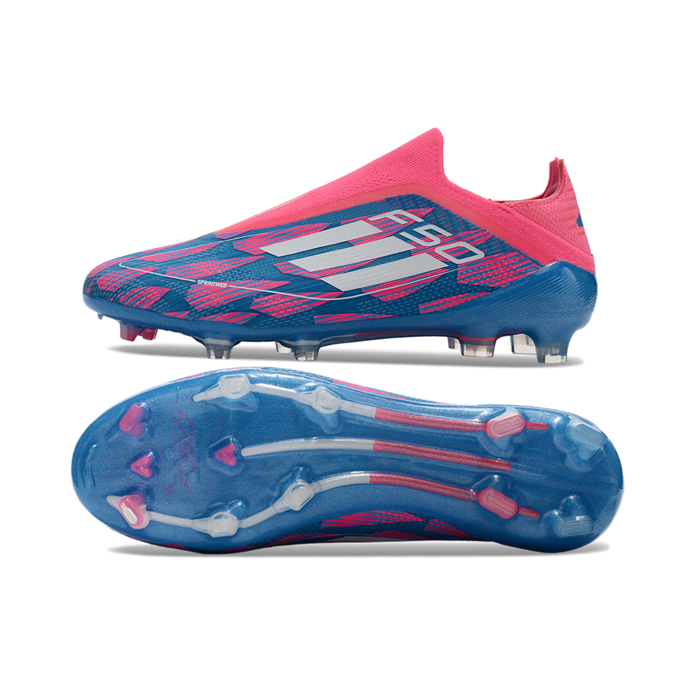 Chuteira Campo Adidas F50 LL FG Rosa, Azul e Branco 