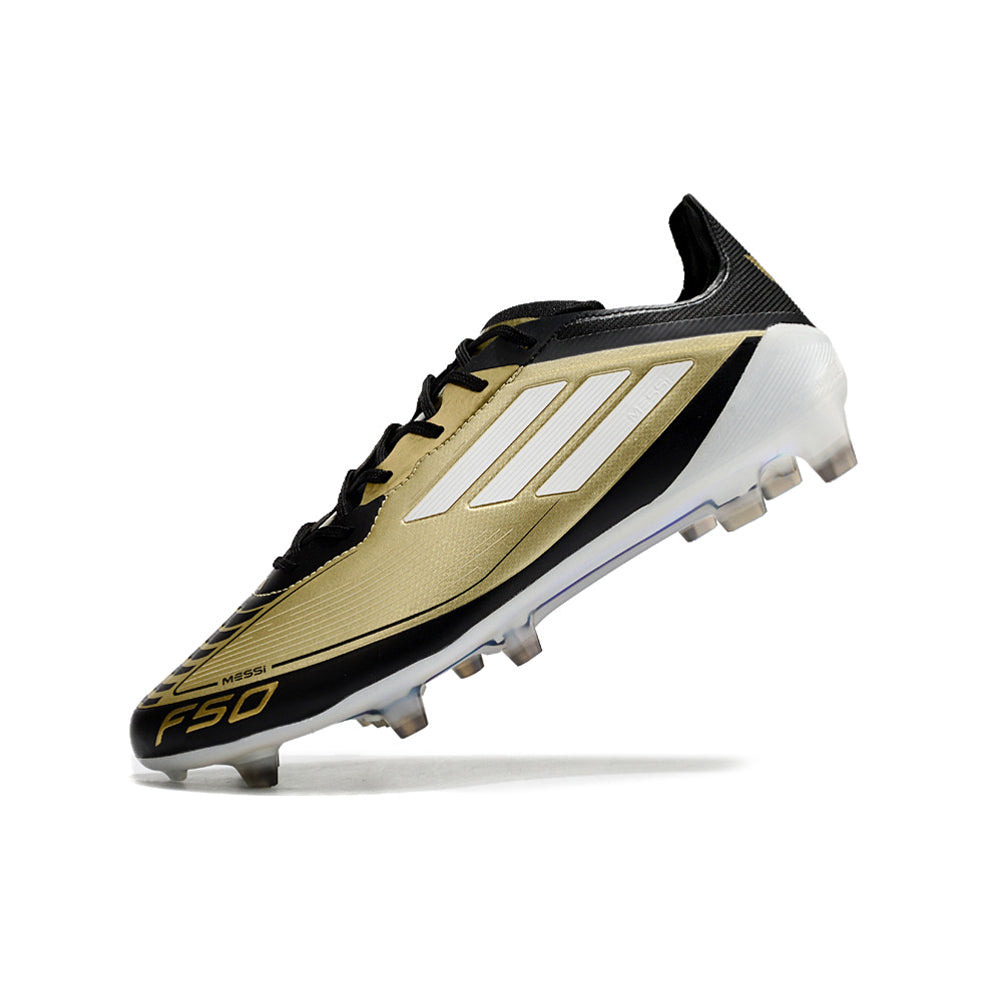 Chuteira Campo Adidas F50 Messi FG Preto e Dourado 