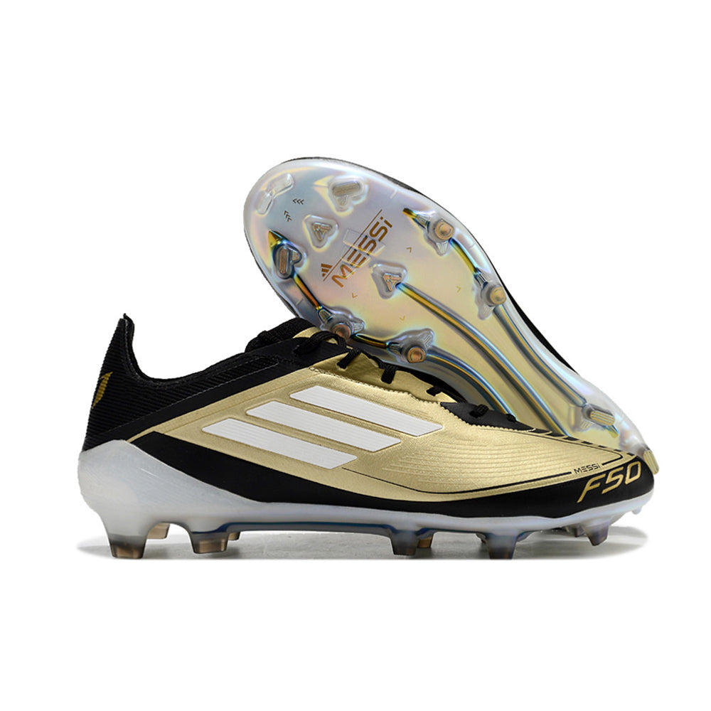 Chuteira Campo Adidas F50 Messi FG Preto e Dourado 