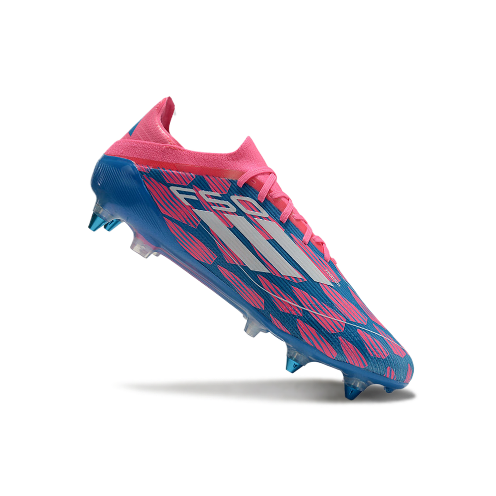 Chuteira Campo Adidas F50 Ponta de Aluminio Azul e Rosa