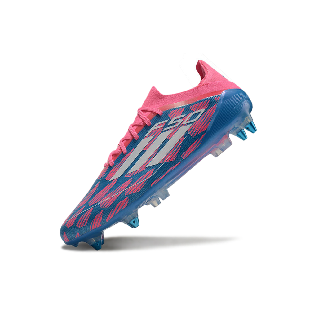 Chuteira Campo Adidas F50 Ponta de Aluminio Azul e Rosa