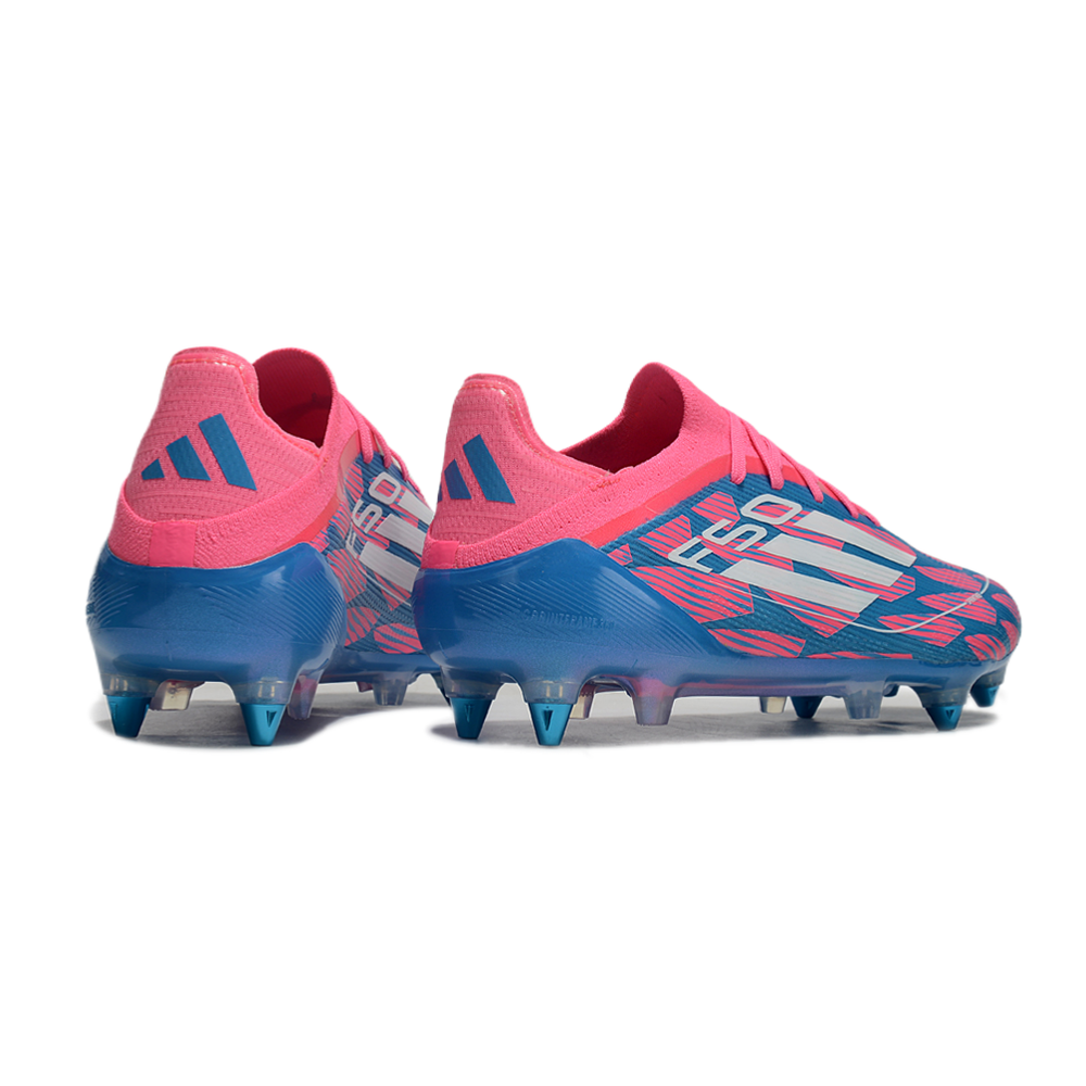 Chuteira Campo Adidas F50 Ponta de Aluminio Azul e Rosa